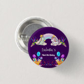 Niedlich Dinosaur Unicorn Regenbogen Ballon Geburt Button (Vorne & Hinten)