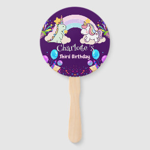 Niedlich Dinosaur Unicorn Regenbogen Ballon Geburt Fächer
