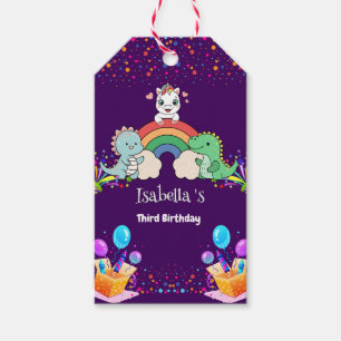 Niedlich Dinosaur Unicorn Regenbogen Ballon Geburt Geschenkanhänger