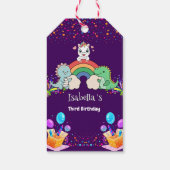 Niedlich Dinosaur Unicorn Regenbogen Ballon Geburt Geschenkanhänger (Rückseite)