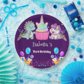 Niedlich Dinosaur Unicorn Regenbogen Ballon Geburt Pappteller (Party)