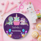 Niedlich Dinosaur Unicorn Regenbogen Ballon Geburt Pappteller (Party)