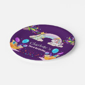 Niedlich Dinosaur Unicorn Regenbogen Ballon Geburt Pappteller (Schrägansicht)