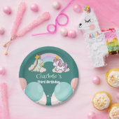 Niedlich Dinosaur Unicorn Regenbogen Ballon Geburt Pappteller (Party)