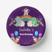 Niedlich Dinosaur Unicorn Regenbogen Ballon Geburt Pappteller (Vorderseite)