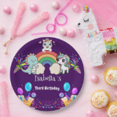 Niedlich Dinosaur Unicorn Regenbogen Ballon Geburt Pappteller (Party)