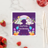 Niedlich Dinosaur Unicorn Regenbogen Ballon Geburt Serviette (Beispiel)