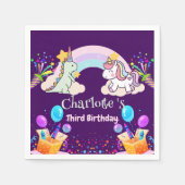 Niedlich Dinosaur Unicorn Regenbogen Ballon Geburt Serviette (Vorderseite)