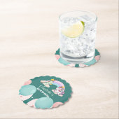 Niedlich Dinosaur Unicorn Regenbogen Ballon Geburt Untersetzer (Vor Ort)