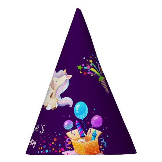 Niedlich Dinosaur Unicorn Regenbogen Baloon Geburt Partyhütchen (Rechts)