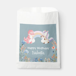Niedlich Dinosaur Unicorn Regenbogen Blume Geburts Geschenktütchen