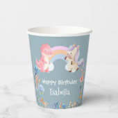Niedlich Dinosaur Unicorn Regenbogen Blume Geburts Pappbecher (Rückseite)