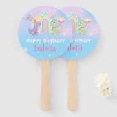 Niedlich Dinosaur Unicorn Regenbogenballon Geburts Fächer (Vorne und Hinten)