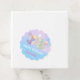 Niedlich Dinosaur Unicorn Regenbogenballon Geburts Geschenkanhänger