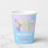 Niedlich Dinosaur Unicorn Regenbogenballon Geburts Pappbecher (Rückseite)