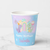 Niedlich Dinosaur Unicorn Regenbogenballon Geburts Pappbecher (Vorderseite)