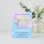 Niedlich Dinosaur Unicorn Regenbogenballon Geburts Postkarte (Stehend Vorderseite)