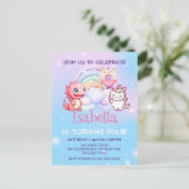 Niedlich Dinosaur Unicorn Regenbogenballon Geburts Postkarte (Stehend Vorderseite)