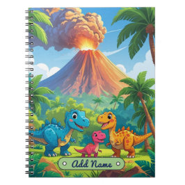 Niedlich Dinosaur Volcano-Notebook - bearbeitbarer Notizblock