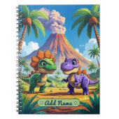 Niedlich Dinosaur Volcano-Notebook - bearbeitbarer Notizblock (Vorderseite)