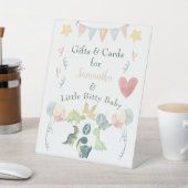 Niedlich Dinosaur Watercolor Babydusche Orange Sockelschild (In SItu)