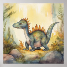 Niedlich Dinosaur Watercolor Storybook Illustratio