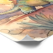 Niedlich Dinosaur Watercolor Storybook Illustratio Poster (Ecke)
