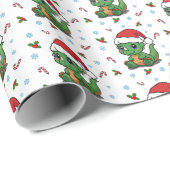 Niedlich Dinosaur Weihnachtsmannmütze Weihnachtswr Geschenkpapier (Rolleneckpunkt)