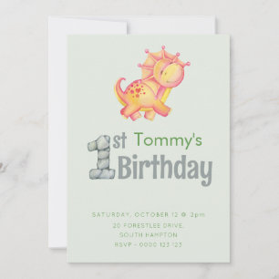 Niedlich Dinosaurier 1. Geburtstag Party Jungen Ei Einladung