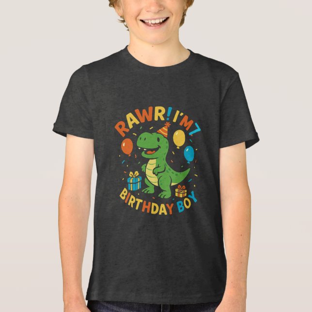 Niedlich Dinosaurier 7. Geburtstag Junge T - Shirt (Vorderseite)
