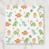 Niedlich Dinosaurier Boy Birthday Greenery Leaf T- Geschenkanhänger (Rückseite)