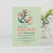 Niedlich Dinosaurier Dino - Mite Geburtstagsparty  Dankeskarte (Stehend Vorderseite)