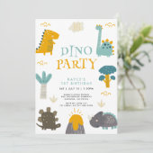 Niedlich Dinosaurier Erste Geburtstagsparty Einladung (Stehend Vorderseite)