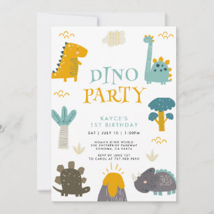 Niedlich Dinosaurier Erste Geburtstagsparty Einladung