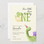 Niedlich Dinosaurier Erster Geburtstag Einladung (Vorne/Hinten)