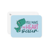 Niedlich Dinosaurier Funny Kids Classroom Valentin Mitteilungskarte (Vorderseite/Rückseite Beispiel)