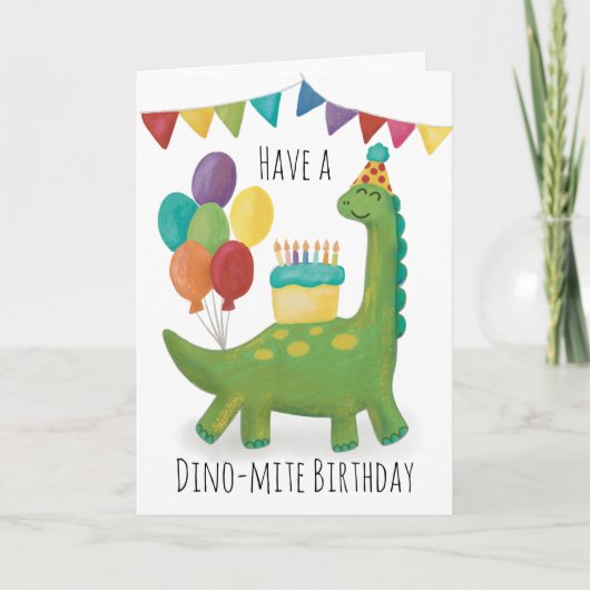 Niedlich Dinosaurier Geburtstag Dankeskarte (Vorderseite)