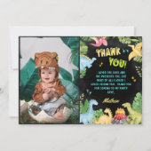 Niedlich Dinosaurier GeburtstagsFoto Dankeskarte (Vorderseite)