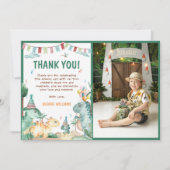 Niedlich Dinosaurier GeburtstagsFoto Dankeskarte (Vorderseite)