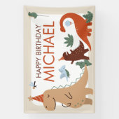 Niedlich Dinosaurier Geburtstagsparty Begrüßungsze Banner (Vertikal)