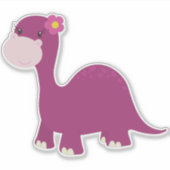 Niedlich Dinosaurier, Girl Dinosaurier, Pink Dinos Aufkleber (Vorderseite)