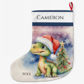 Niedlich Dinosaurier Großer Weihnachtsstrumpf (Rückseite)