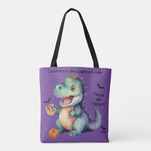 Niedlich Dinosaurier Halloween Candy Tasche (Rückseite)