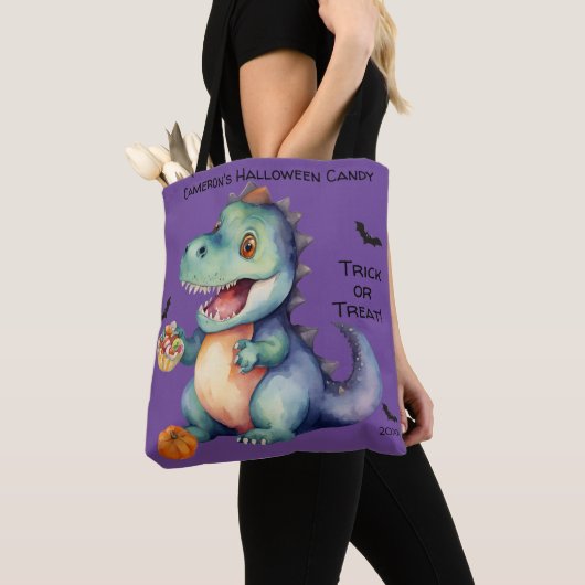 Niedlich Dinosaurier Halloween Candy Tasche (Von Nahem)