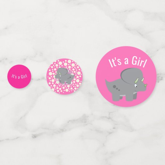 Niedlich Dinosaurier | Kinderdusche Rosa Konfetti (Rückseiten)