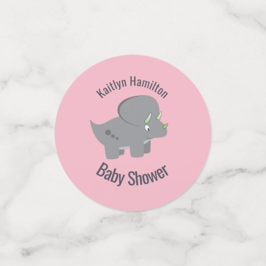 Niedlich Dinosaurier | Kinderdusche Rosa Konfetti (Klein Vorderseite)