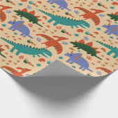 Niedlich Dinosaurier Muster Geburtstag Geschenkpapier (Ecke)