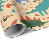 Niedlich Dinosaurier Muster Geburtstag Geschenkpapier (Rolleneckpunkt)
