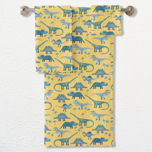 Niedlich Dinosaurier Muster gelb Badhandtuch Set