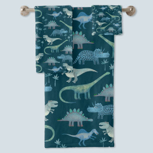 Niedlich Dinosaurier Muster Green Badhandtuch Set